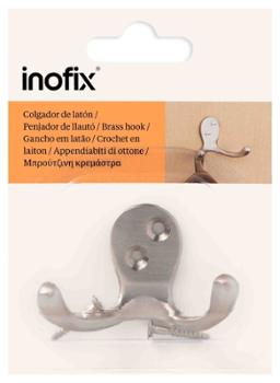 Crochet Double en Laiton Nickel Satiné Crochet Double en Laiton Nickel Satiné